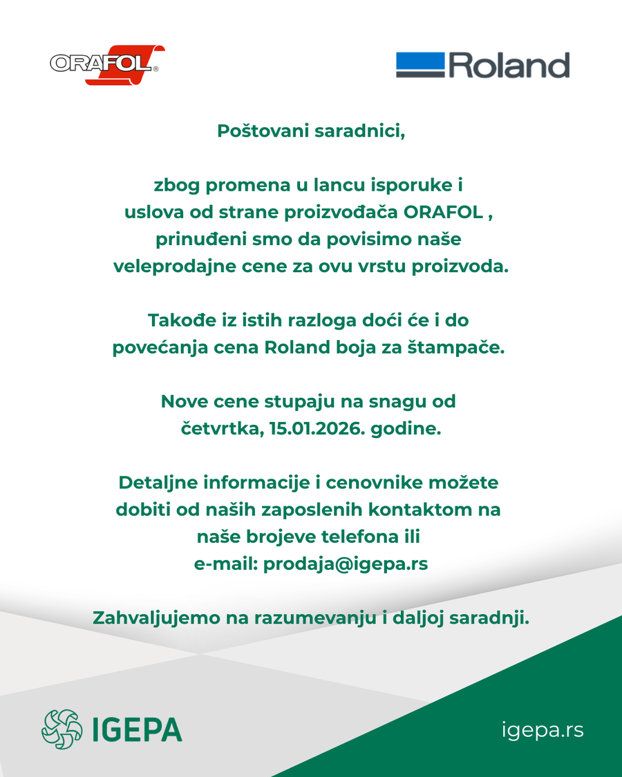 Promena cena Orafol programa !